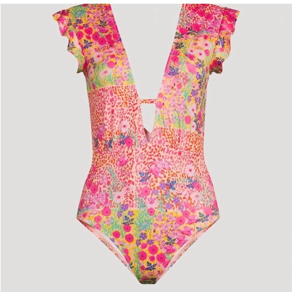NEW💕FPMovement Beth Richards Sophia Roopa Pink Garden One Piece Swimsuit $280 - Picture 2 of 10